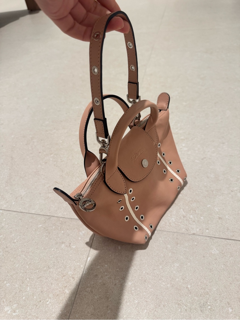 Longchamp Women's Pink Oeillet X-Small Shoulder Bag - Picture 10 of 13